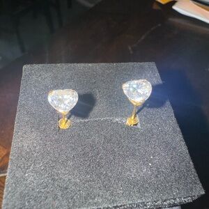 Gold earrings with moissanite stones 1 karat